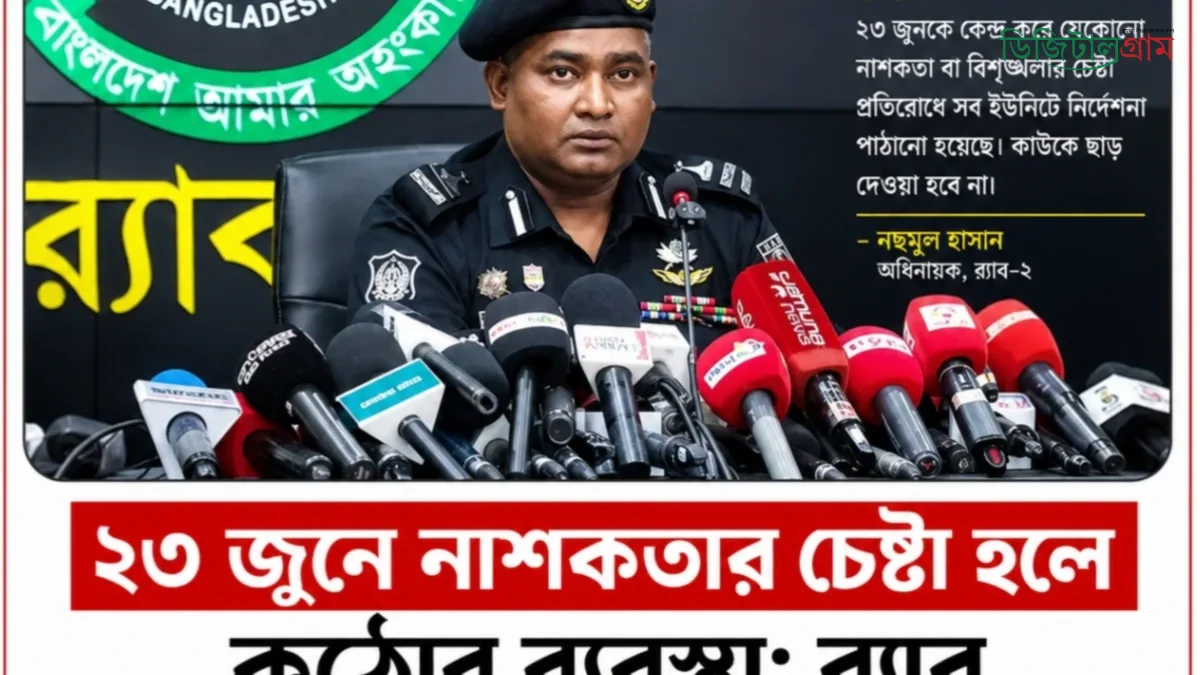 ২৩ জুনকে ঘিরে নাশকতার চেষ্টা হলে কঠোর ব্যবস্থা: র্যাব